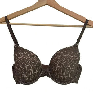 VICTORIA’S SECRET Lined Perfect Coverage Lace Neutral Tan Bra 32D